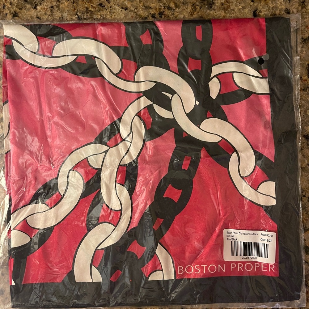 Boston Proper Pink and Black Scarf